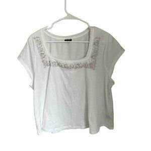 Torrid‎ Size 1 Cream Lace Embroidered Top 12868411